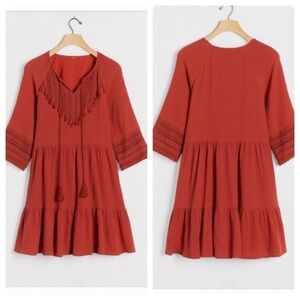 Anthropologie Angelica Tasseled Tunic Dress XS